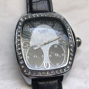 Element silver & black crystal watch